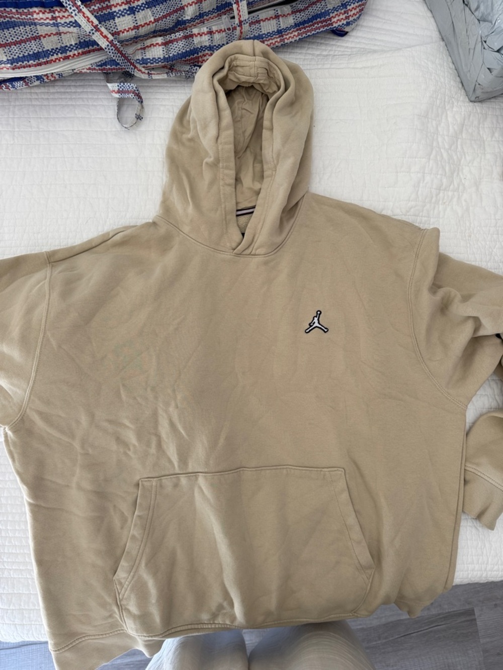 Jordan Hooded Pullover in Tan with Small Jumpman Patch